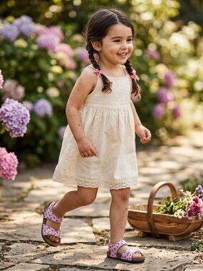 Grünland Junior Sandals Toddler Size 7.5 Pink Tan Butterfly Print EU24